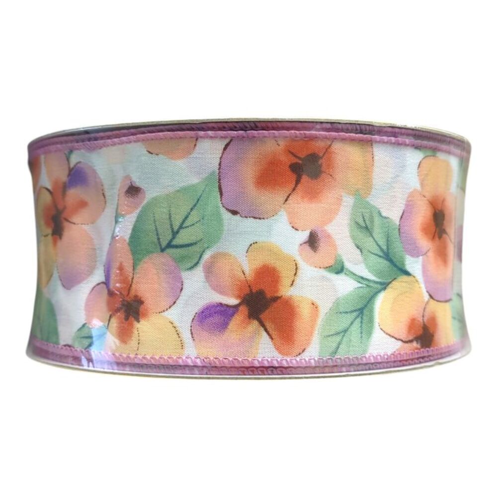 Member's Mark Premium Wired Edge Spring Ribbon, 2.5in x50Yds - Floral